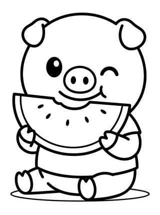 George Pig Comiendo Sandía para colorir Desenho de George Pig Comiendo Sandía para colorir e imprimir grátis