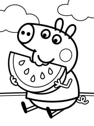 George Pig Comiendo Sandía para colorir Desenho de George Pig Comiendo Sandía para colorir e imprimir grátis