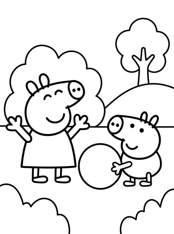 George Pig y Peppa Pig Jugando para colorir Desenho de George Pig y Peppa Pig Jugando para colorir e imprimir grátis