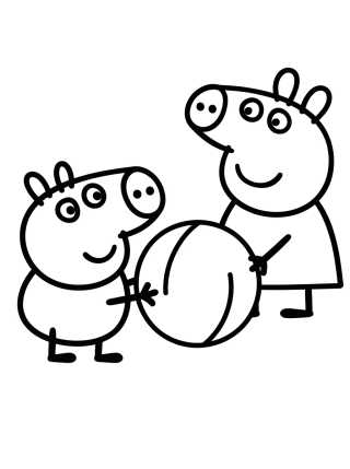 George Pig y Peppa Pig Jugando para colorir Desenho de George Pig y Peppa Pig Jugando para colorir e imprimir grátis