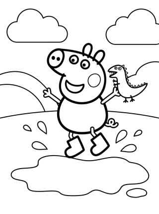 George Pig Saltando en Charcos de Lodo para colorir Desenho de George Pig Saltando en Charcos de Lodo para colorir e imprimir grátis