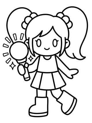 Bailarina K-Pop con Bastón de Luz para colorir Desenho de Bailarina K-Pop con Bastón de Luz para colorir e imprimir grátis