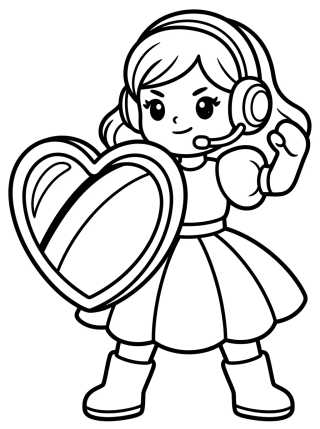 Guerrera K-Pop con Escudo de Corazón para colorir Desenho de Guerrera K-Pop con Escudo de Corazón para colorir e imprimir grátis