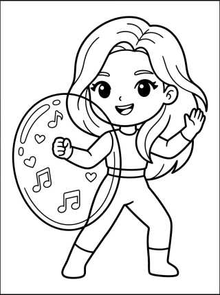 Guerrera K-Pop con Escudo Mágico de Sonido para colorir Desenho de Guerrera K-Pop con Escudo Mágico de Sonido para colorir e imprimir grátis