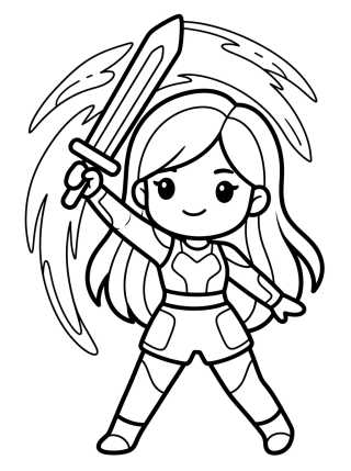 Guerrera K-Pop Bailando con Espada de Luz para colorir Desenho de Guerrera K-Pop Bailando con Espada de Luz para colorir e imprimir grátis