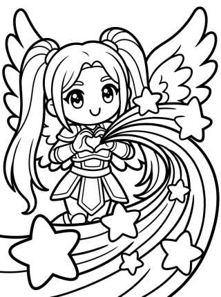 Guerrera K-Pop Lanzando Poder de Estrellas para colorir Desenho de Guerrera K-Pop Lanzando Poder de Estrellas para colorir e imprimir grátis