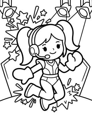 Guerrera K-Pop en el Escenario del Futuro para colorir Desenho de Guerrera K-Pop en el Escenario del Futuro para colorir e imprimir grátis