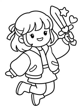 Líder K-Pop con Micrófono Espada para colorir Desenho de Líder K-Pop con Micrófono Espada para colorir e imprimir grátis