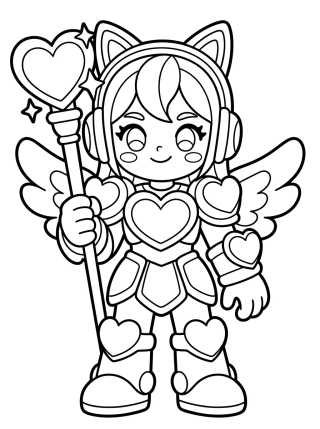 Guerrera K-Pop con Armadura de Corazones para colorir Desenho de Guerrera K-Pop con Armadura de Corazones para colorir e imprimir grátis