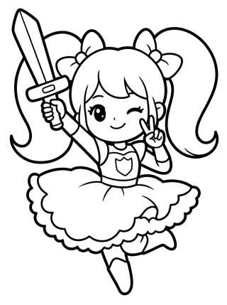 Guerrera K-Pop Bailarina con Lightstick para colorir Desenho de Guerrera K-Pop Bailarina con Lightstick para colorir e imprimir grátis