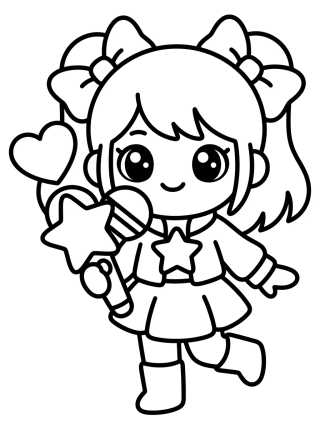 Guerrera K-Pop del Micrófono Mágico para colorir Desenho de Guerrera K-Pop del Micrófono Mágico para colorir e imprimir grátis