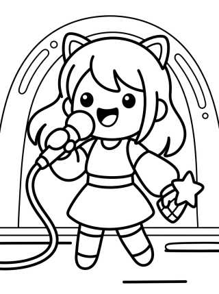 Guerrera K-Pop Vocalista en el Escenario para colorir Desenho de Guerrera K-Pop Vocalista en el Escenario para colorir e imprimir grátis