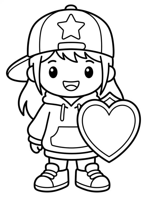 Guerrera Rapper con Escudo de Corazón para colorir Desenho de Guerrera Rapper con Escudo de Corazón para colorir e imprimir grátis