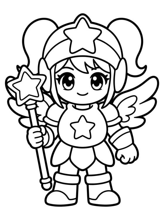 Guerrera Visual con Armadura de Estrellas para colorir Desenho de Guerrera Visual con Armadura de Estrellas para colorir e imprimir grátis