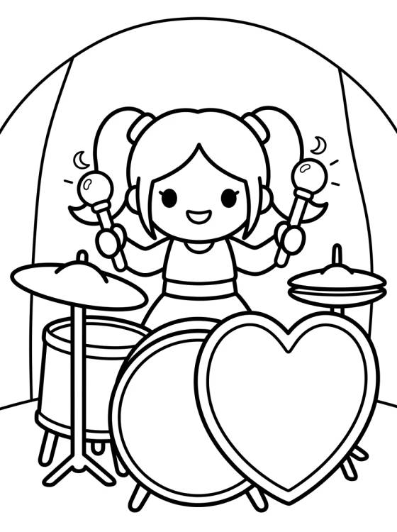Baterista con Escudo de Corazón para colorir Desenho de Baterista con Escudo de Corazón para colorir e imprimir grátis