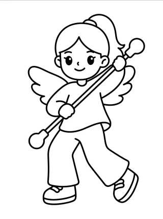 Bailarina con Bastón Neón y Alas para colorir Desenho de Bailarina con Bastón Neón y Alas para colorir e imprimir grátis