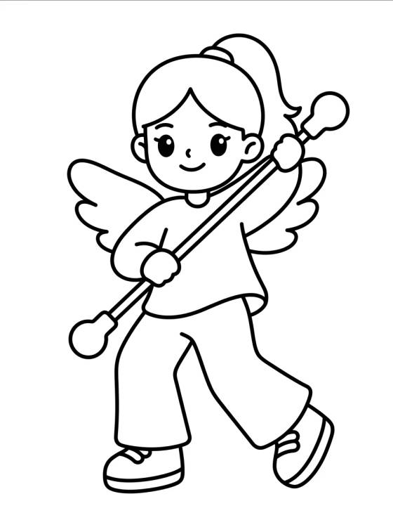 Bailarina con Bastón Neón y Alas para colorir Desenho de Bailarina con Bastón Neón y Alas para colorir e imprimir grátis