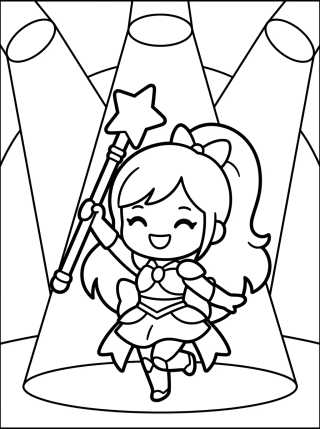 Bailarina Guerrera con Bastón Mágico para colorir Desenho de Bailarina Guerrera con Bastón Mágico para colorir e imprimir grátis