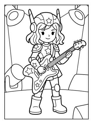 Guitarrista con Armadura Estelar para colorir Desenho de Guitarrista con Armadura Estelar para colorir e imprimir grátis