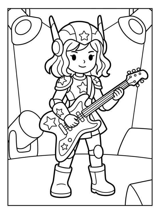 Guitarrista con Armadura Estelar para colorir Desenho de Guitarrista con Armadura Estelar para colorir e imprimir grátis