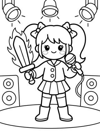 Vocalista con Espada Mágica de Luz para colorir Desenho de Vocalista con Espada Mágica de Luz para colorir e imprimir grátis