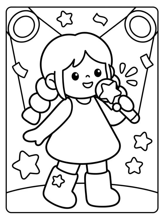 Vocalista Estelar en el Escenario para colorir Desenho de Vocalista Estelar en el Escenario para colorir e imprimir grátis