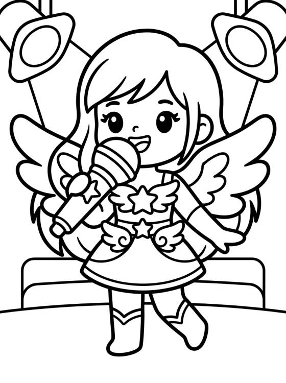 Vocalista Guerrera en el Micrófono para colorir Desenho de Vocalista Guerrera en el Micrófono para colorir e imprimir grátis