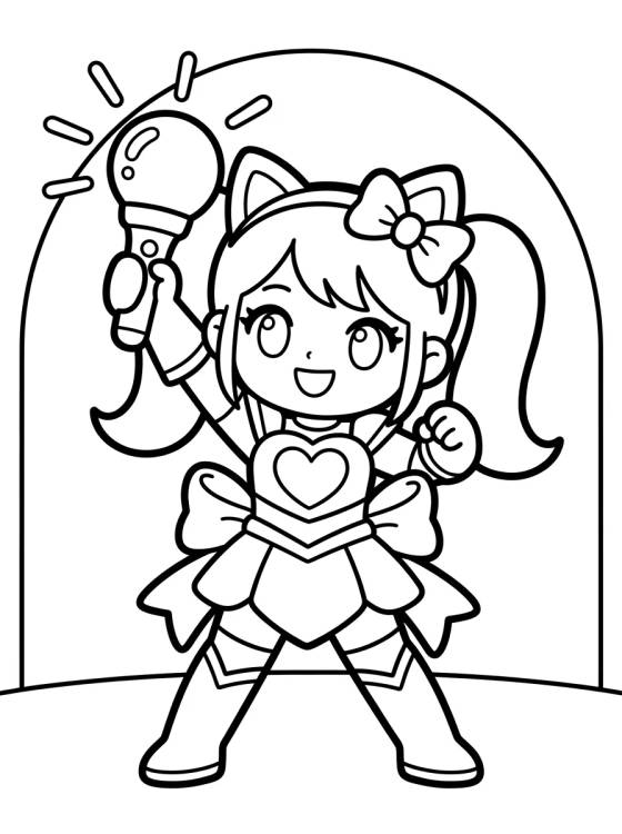 Bailarina Guerrera con Bastón de Luz para colorir Desenho de Bailarina Guerrera con Bastón de Luz para colorir e imprimir grátis