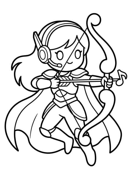 Guerrera K-Pop Ninja Musical para colorir Desenho de Guerrera K-Pop Ninja Musical para colorir e imprimir grátis