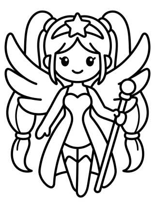 Líder Guerrera con Alas de Ángel Pop para colorir Desenho de Líder Guerrera con Alas de Ángel Pop para colorir e imprimir grátis