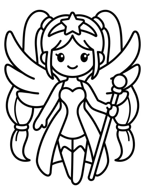 Líder Guerrera con Alas de Ángel Pop para colorir Desenho de Líder Guerrera con Alas de Ángel Pop para colorir e imprimir grátis
