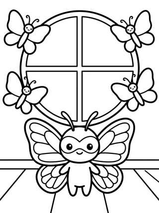 Hawk Moth en la Ventana de Mariposas para colorir Desenho de Hawk Moth en la Ventana de Mariposas para colorir e imprimir grátis