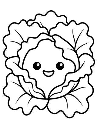 Lechuga Crespa Feliz para colorir Desenho de Lechuga Crespa Feliz para colorir e imprimir grátis