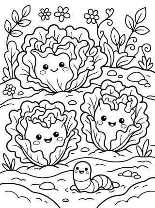 Huerto de Lechugas Felices para colorir Desenho de Huerto de Lechugas Felices para colorir e imprimir grátis