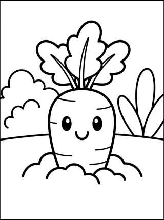 Zanahoria Kawaii en la Huerta para colorir Desenho de Zanahoria Kawaii en la Huerta para colorir e imprimir grátis