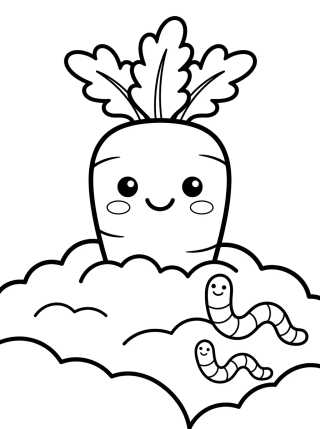 Zanahoria Sonriente en la Huerta para colorir Desenho de Zanahoria Sonriente en la Huerta para colorir e imprimir grátis