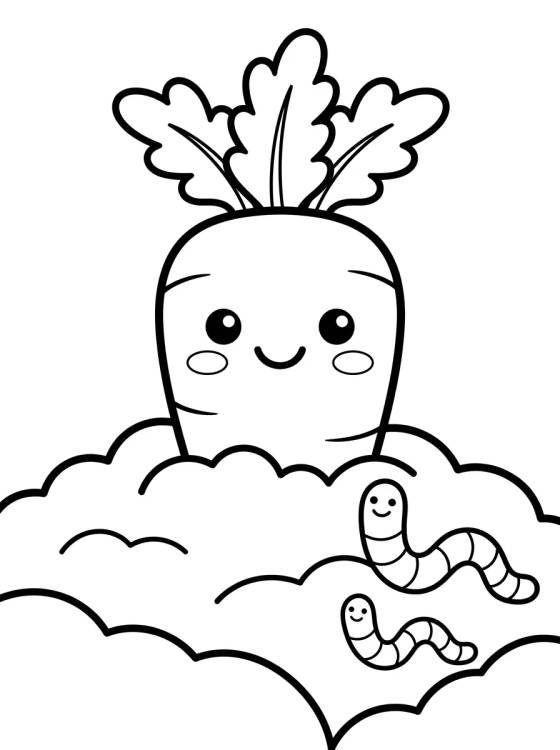 Zanahoria Sonriente en la Huerta para colorir Desenho de Zanahoria Sonriente en la Huerta para colorir e imprimir grátis