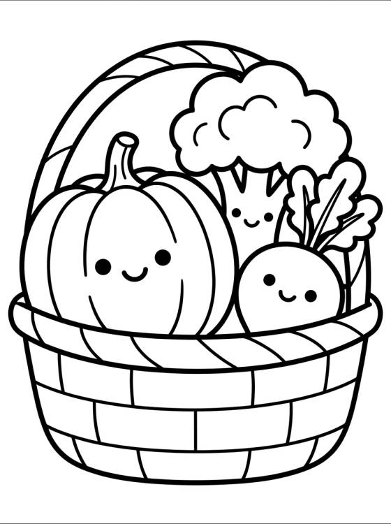 Canasta de Vegetales Felices para colorir Desenho de Canasta de Vegetales Felices para colorir e imprimir grátis