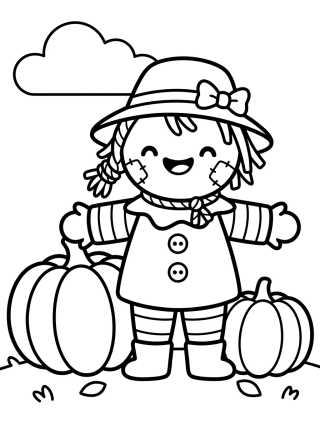 Espantapájaros Kawaii en la Huerta para colorir Desenho de Espantapájaros Kawaii en la Huerta para colorir e imprimir grátis