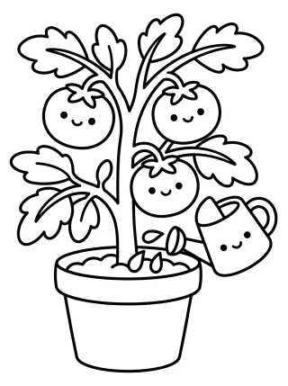Tomatera Feliz para colorir Desenho de Tomatera Feliz para colorir e imprimir grátis