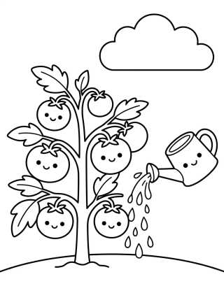 Planta de Tomate Feliz en la Huerta para colorir Desenho de Planta de Tomate Feliz en la Huerta para colorir e imprimir grátis