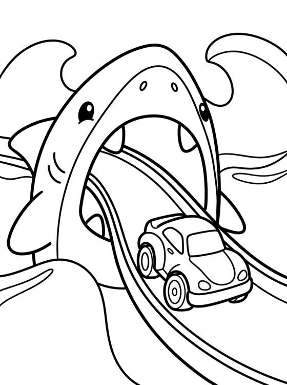 Ataque del Tiburón en la Pista Hot Wheels para colorir Desenho de Ataque del Tiburón en la Pista Hot Wheels para colorir e imprimir grátis