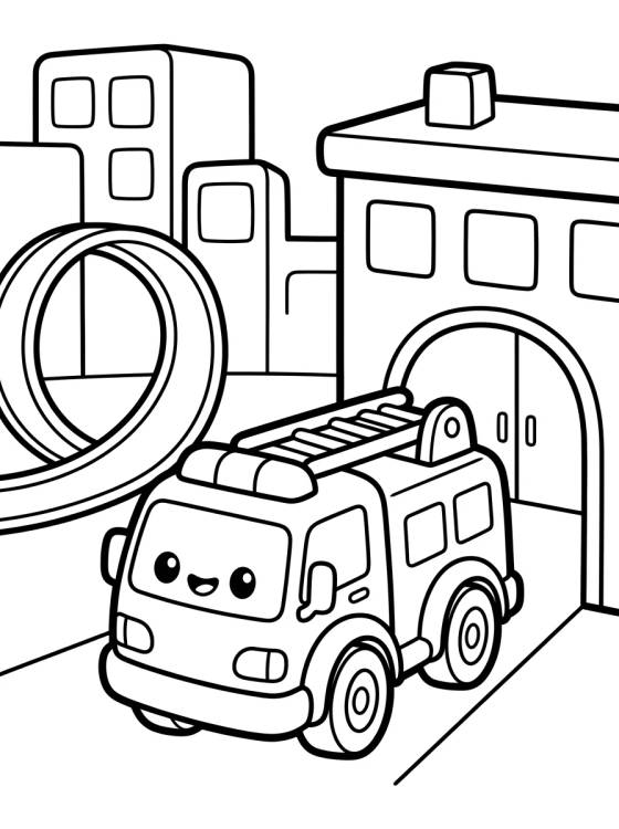 Camión de Bomberos en Hot Wheels City para colorir Desenho de Camión de Bomberos en Hot Wheels City para colorir e imprimir grátis