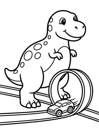 Ataque Dino en la Pista Hot Wheels para colorir Desenho de Ataque Dino en la Pista Hot Wheels para colorir e imprimir grátis