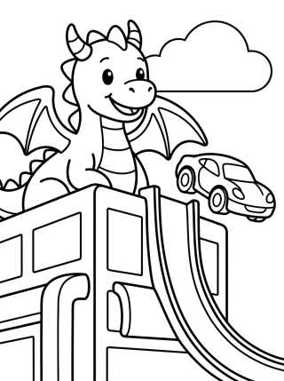Dragón Amistoso en la Ciudad para colorir Desenho de Dragón Amistoso en la Ciudad para colorir e imprimir grátis