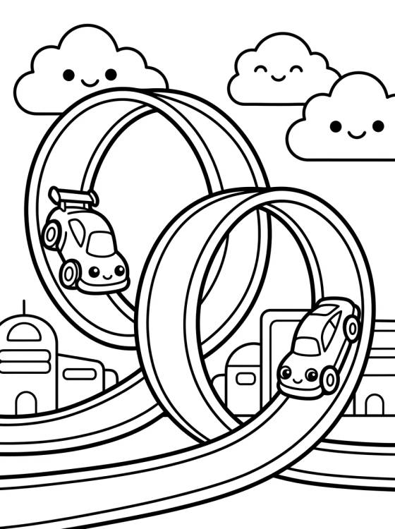 Super Looping en Hot Wheels City para colorir Desenho de Super Looping en Hot Wheels City para colorir e imprimir grátis