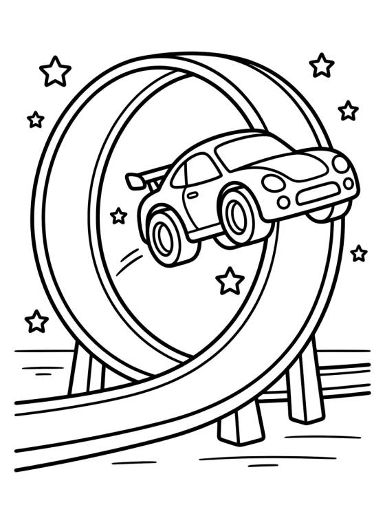 Hot Wheels en Pista de Loop para colorir Desenho de Hot Wheels en Pista de Loop para colorir e imprimir grátis