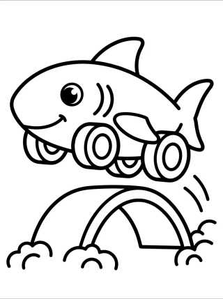 Coche Tiburón Hot Wheels Kawaii para colorir Desenho de Coche Tiburón Hot Wheels Kawaii para colorir e imprimir grátis