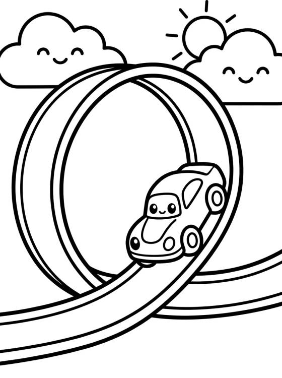 Hot Wheels haciendo Loop en la Pista para colorir Desenho de Hot Wheels haciendo Loop en la Pista para colorir e imprimir grátis