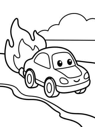 Hot Wheels con Fuego en el Escape para colorir Desenho de Hot Wheels con Fuego en el Escape para colorir e imprimir grátis